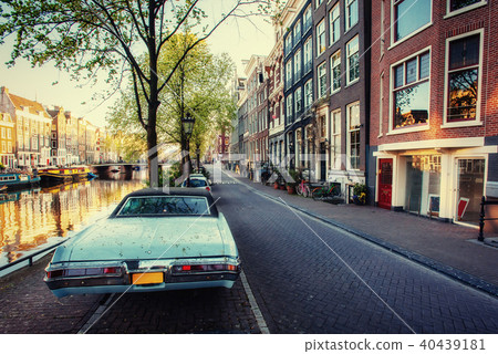 View a retro car. Amsterdam - Netherlands. Beauty world Europe View a retro car. Amsterdam - Netherlands. Beauty world Europe 40439181
