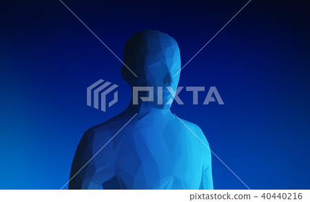 Human model on blue background in technology 40440216