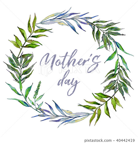Willow branches in a watercolor style frame. 40442419