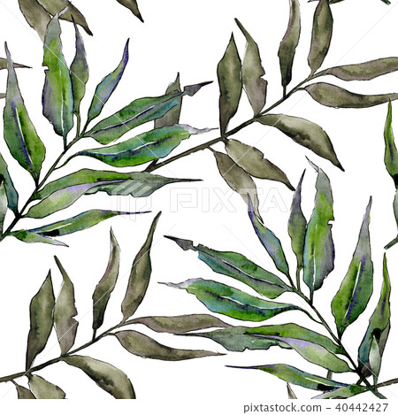 Willow branches in a watercolor style pattern. 40442427