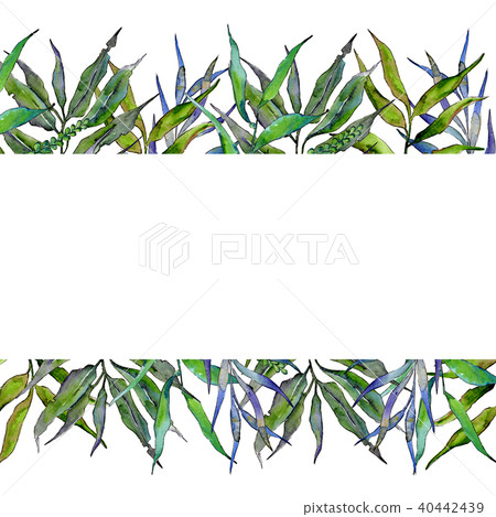Willow branches in a watercolor style frame. 40442439