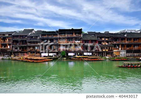 Old houses in Fenghuang county in Hunan, China. 40443017