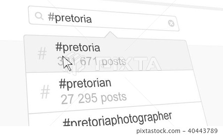 Pretoria hashtag search through social media posts. 3D rendering 40443789