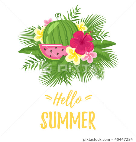 floral composition with tropical leaves floral composition with tropical leaves 40447284