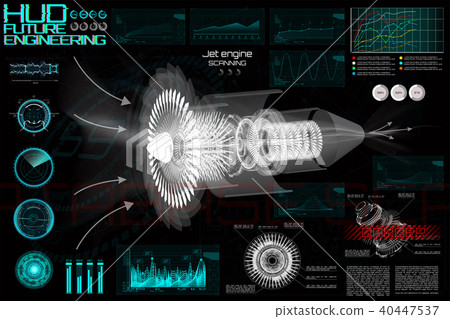 Jet engine of airplane in HUD style.  Set elements 40447537