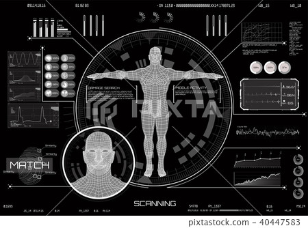 Modern medical examination. Body scan  style HUD.  40447583