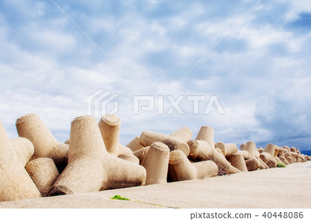 Stones on the seashore. coast beach. Sicily. Italy. Europe 40448086
