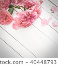 Romantic pink roses on white wooden background 40448793