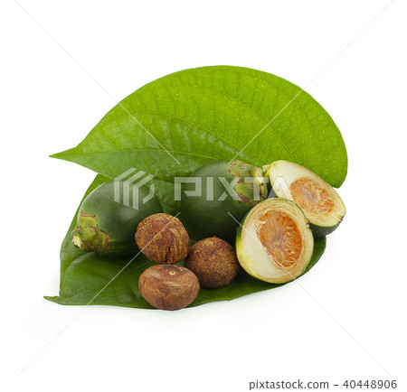 fresh betel nut on betel leaf isolated on white  40448906