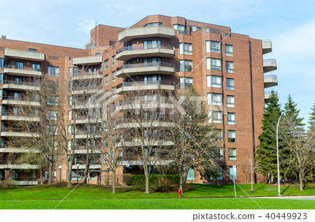 Modern condo buildings with huge windows in Montre 40449923