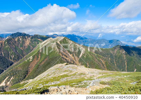 가을 常念岳 등산 横通 岳 大天井岳 희망 스톡사진