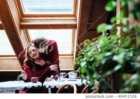 Beautiful young man and woman are celebrating Valentine day Beautiful young man and woman are celebrating Valentine day 40451526