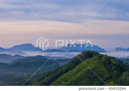 mist in Phang Nga valley on Phu Tathan hilltop 40452094