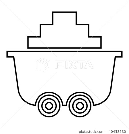 Mine cart or trolley of coal icon black color Mine cart or trolley of coal icon black color 40452280