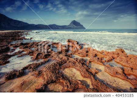 Spring panorama of sea coast city Trapany. Sicily, Italy, Europe Spring panorama of sea coast city Trapany. Sicily, Italy, Europe 40453185