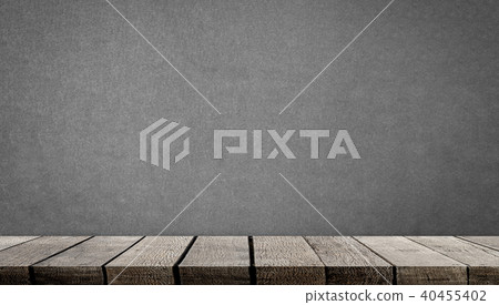 Blank wooden display shelf on gray cement wall Blank wooden display shelf on gray cement wall 40455402