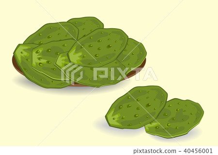 Edible green cactus leaves or nopales. Edible green cactus leaves or nopales. 40456001
