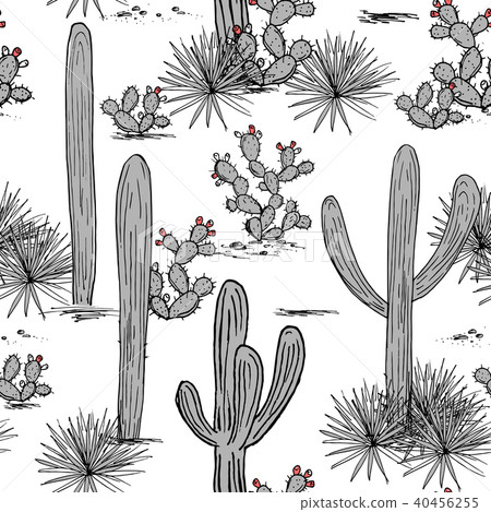 Hand drawn pattern with saguaro 40456255