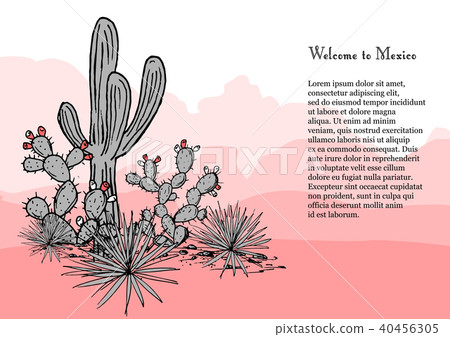 Cacti group. Prickly pear cactus 40456305