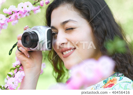 young girl in spring forest young girl in spring forest 40456416