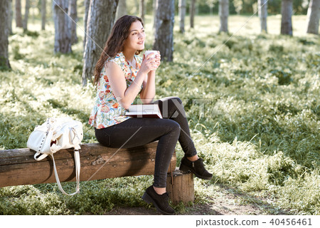 young girl in spring forest 40456461