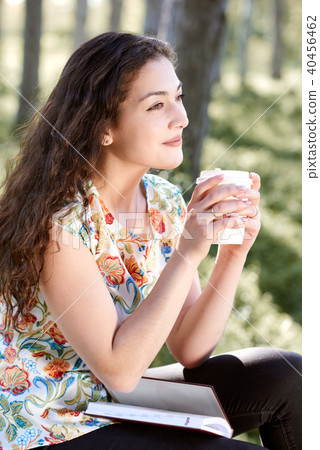 young girl in spring forest 40456462