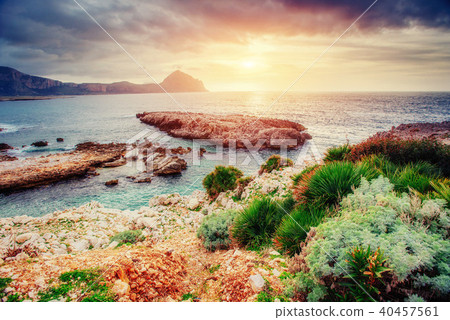 Spring panorama of sea coast city Trapany. Sicily, Italy, Europe 40457561