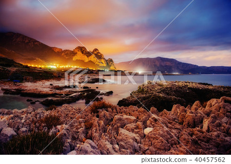 city with a night on the beach. Sicily. Italy. Europe 40457562