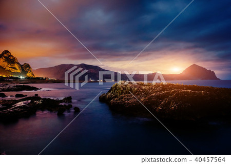 city with a night on the beach. Sicily. Italy Europe 40457564