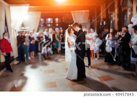 Happy bride and groom a their first dance, wedding 40457843