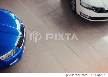 The headlights and the hood of a sports car 40458214