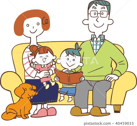家庭坐沙發的例證 40459033