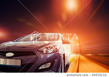 Fantastic asphalt road along the coast of lighting. Car cla 40459216