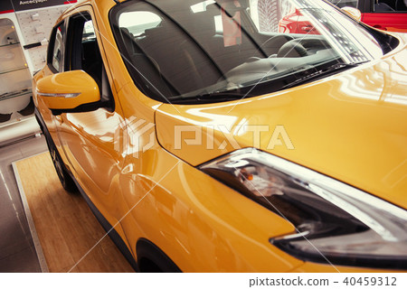 Headlights and hood of sport car 40459312