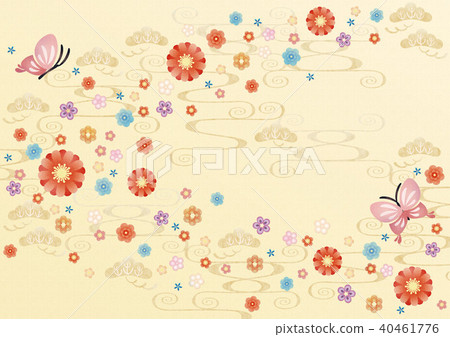 總和背景花和蝴蝶（水平1）紋理 40461776