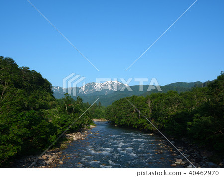 Summer sky and mountain stream 40462970