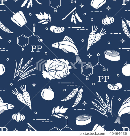 Seamless pattern with foods rich in vitamin PP 40464486