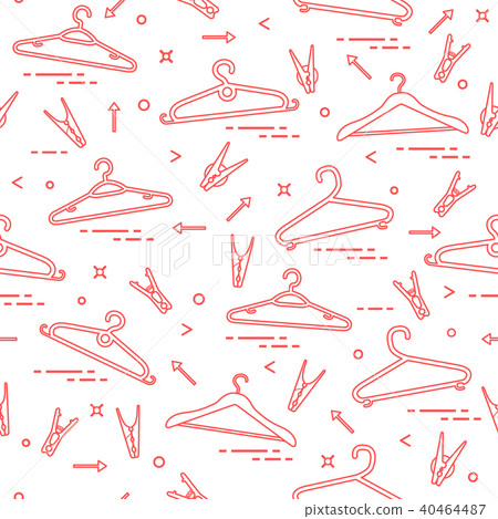 Pattern with clothes hangers and clothespins 40464487