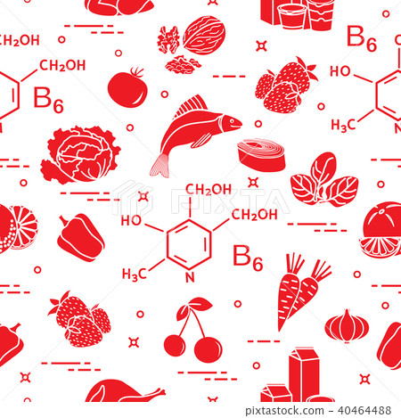 Seamless pattern with foods rich in vitamin B6 40464488