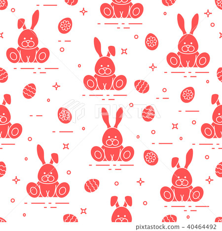 Pattern with Easter rabbits, decorated eggs Pattern with Easter rabbits, decorated eggs 40464492