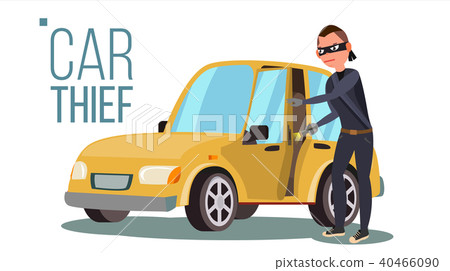 Thief And Car Vector.  40466090