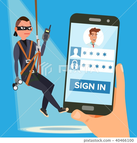 Hacker Stealing Personal Password Vector. 40466100