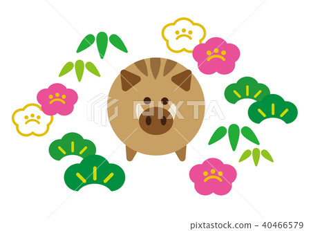 Year of the rat Shochiku plum New Year's card Material Pink 40466579