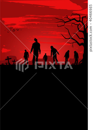 Halloween poster, Silhouette of zombies walking at Halloween poster, Silhouette of zombies walking at 40466985