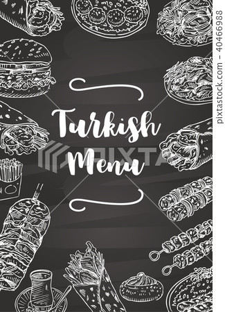 Hand drawn Turkish food on a chalkboard 40466988