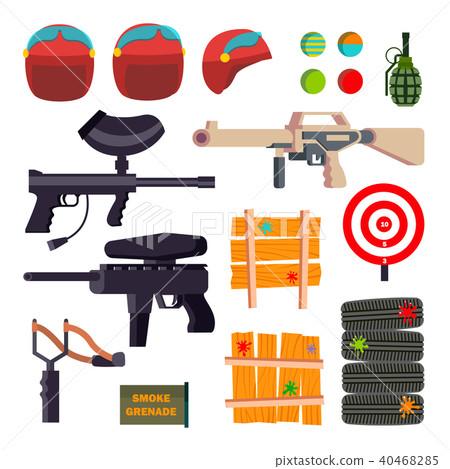 Paintball Icons Set Vector. 40468285