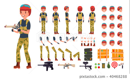 Paintball Player Male Vector.  40468288