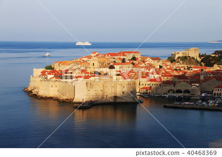 亞得里亞海的珍珠在克羅地亞朝陽杜布羅夫尼克閃耀 40468369