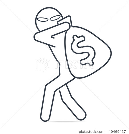 Thief stealing money and Dollar sign icon. 40469417
