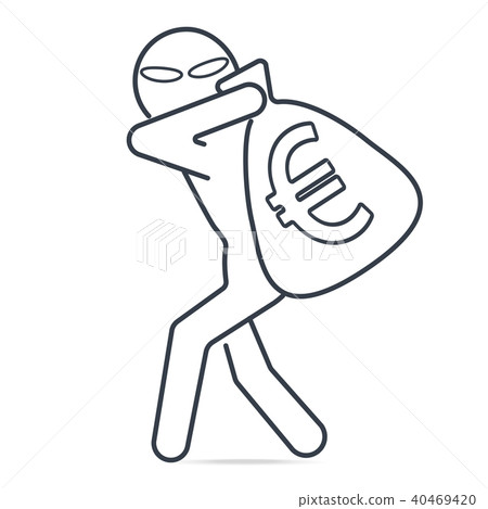 Thief stealing money and Euro sign icon 40469420
